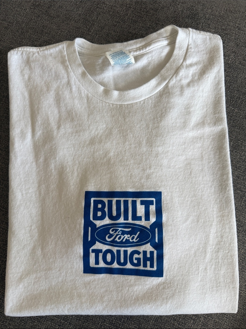 Ford White T-Shirt with Blue Built Tough Logo - Picture 1 of 3